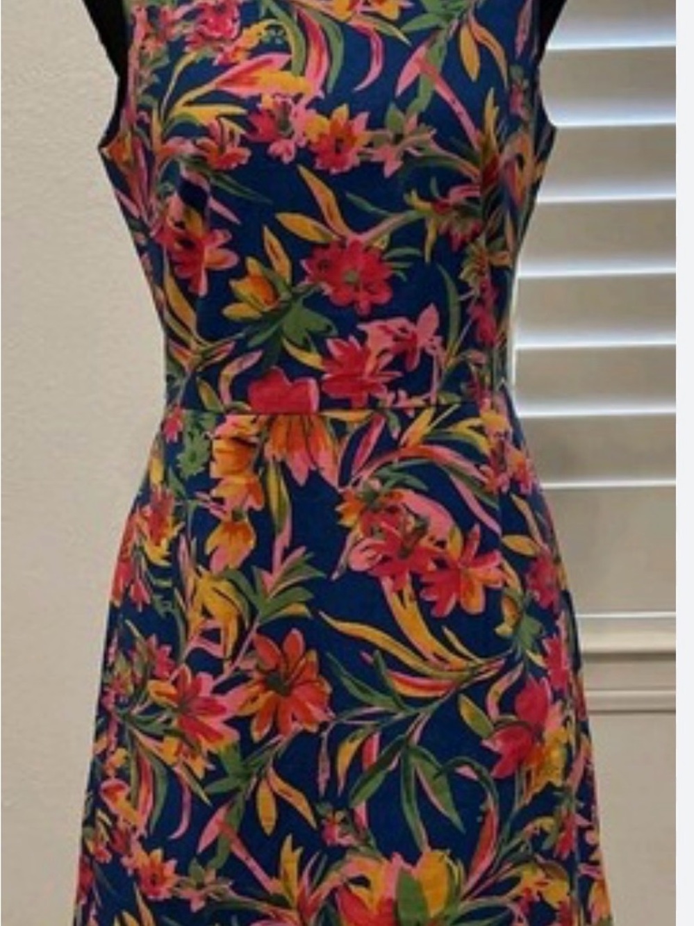 J. Crew Floral Navy Sleeveless A-Line Dress